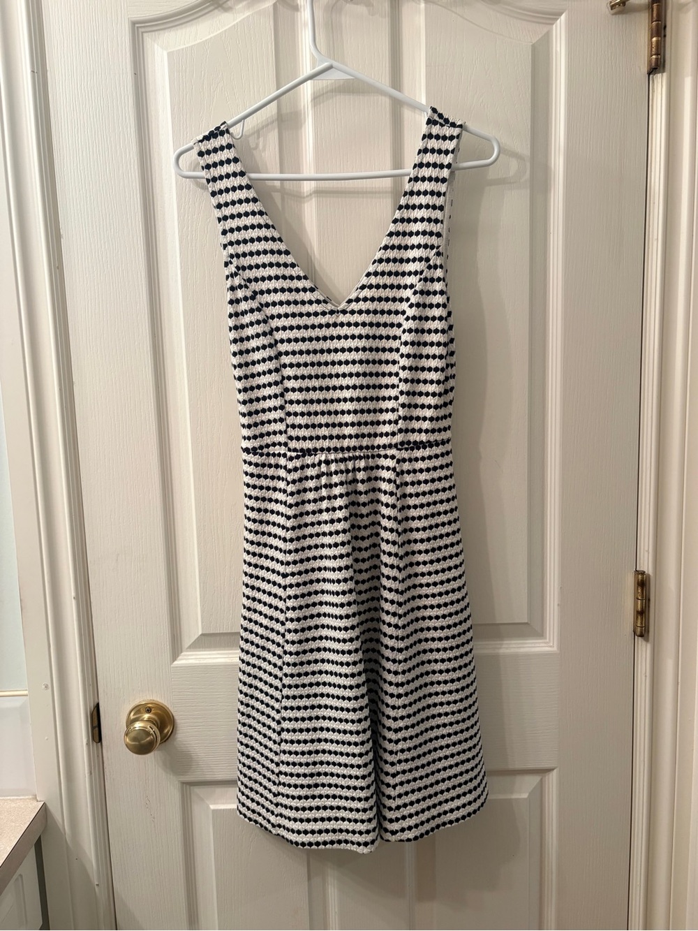 Anthropologie Black and White Polka-Stripe V-Neck Dress